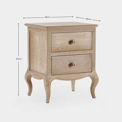 Camila 2 Drawer Bedside Limed Oak