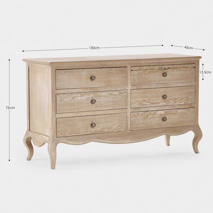 Camila 6 Drawer Wide Chest Limed Oak