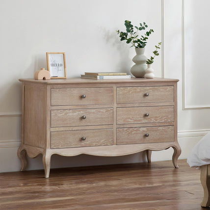 Camila 6 Drawer Wide Chest Limed Oak