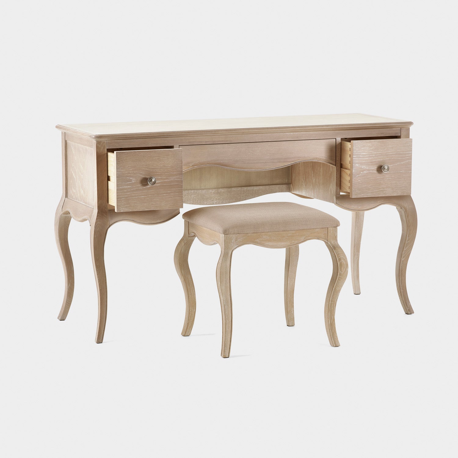 Camila Dressing Table And Stool Limed Oak
