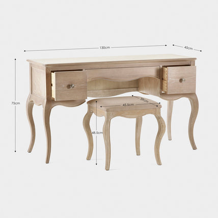 Camila Dressing Table And Stool Limed Oak