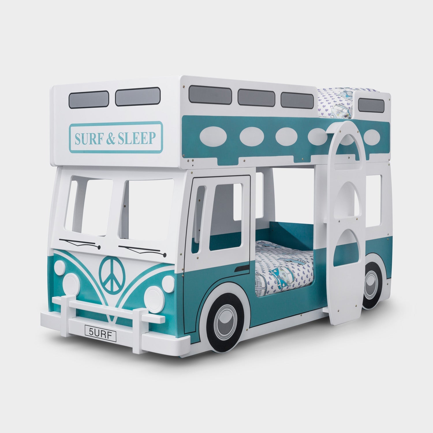 Campervan Bunk Bed White & Green