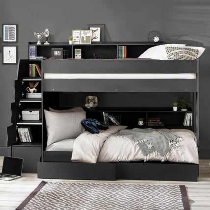Cane Staircase Bunk Bed Anthracite