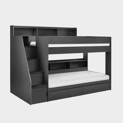 Cane Staircase Bunk Bed Anthracite