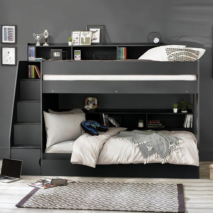 Cane Staircase Bunk Bed Anthracite