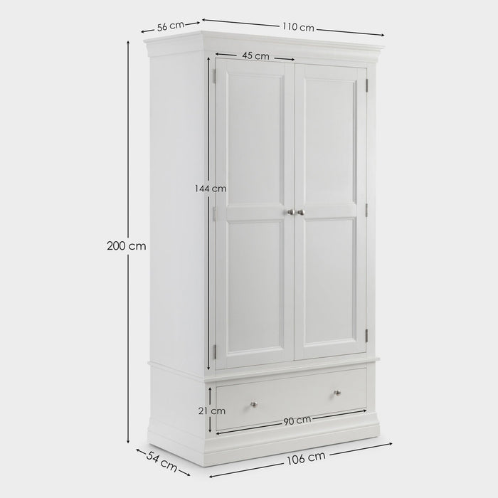 Clove 2 Door 1 Drawer Wardrobe White