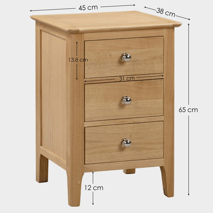 Cole Bedside Oak 3 Drawer