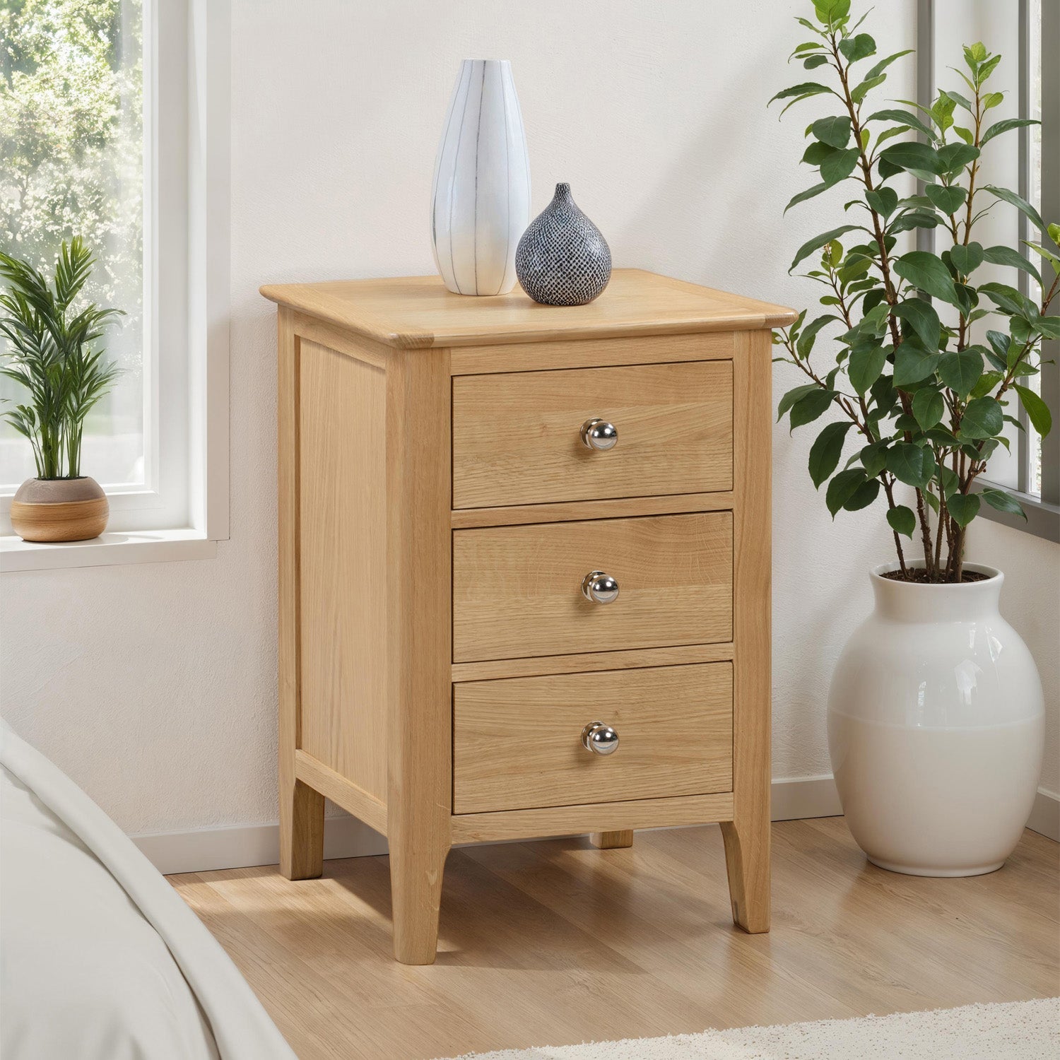 Cole Bedside Oak 3 Drawer