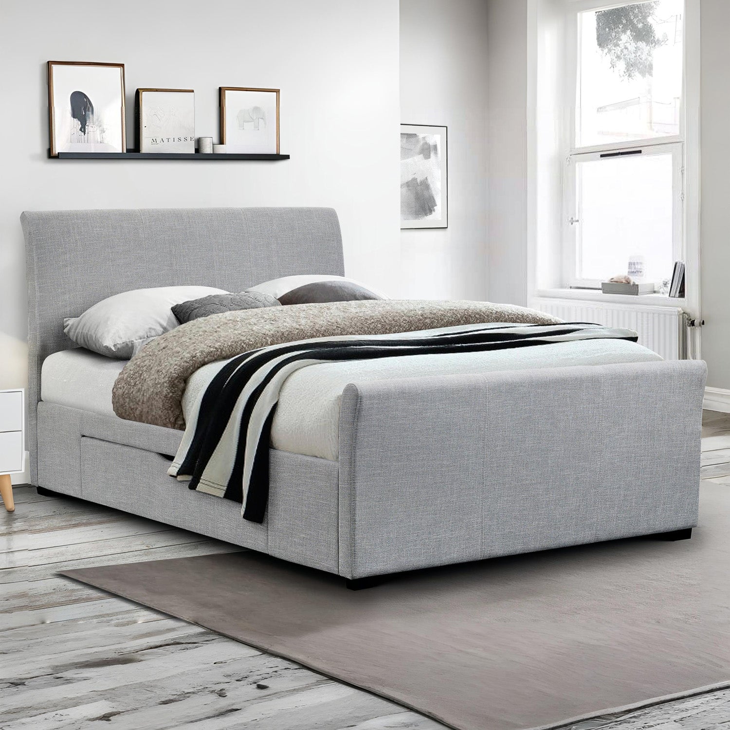 Como Bed Frame Kingsize Light Grey