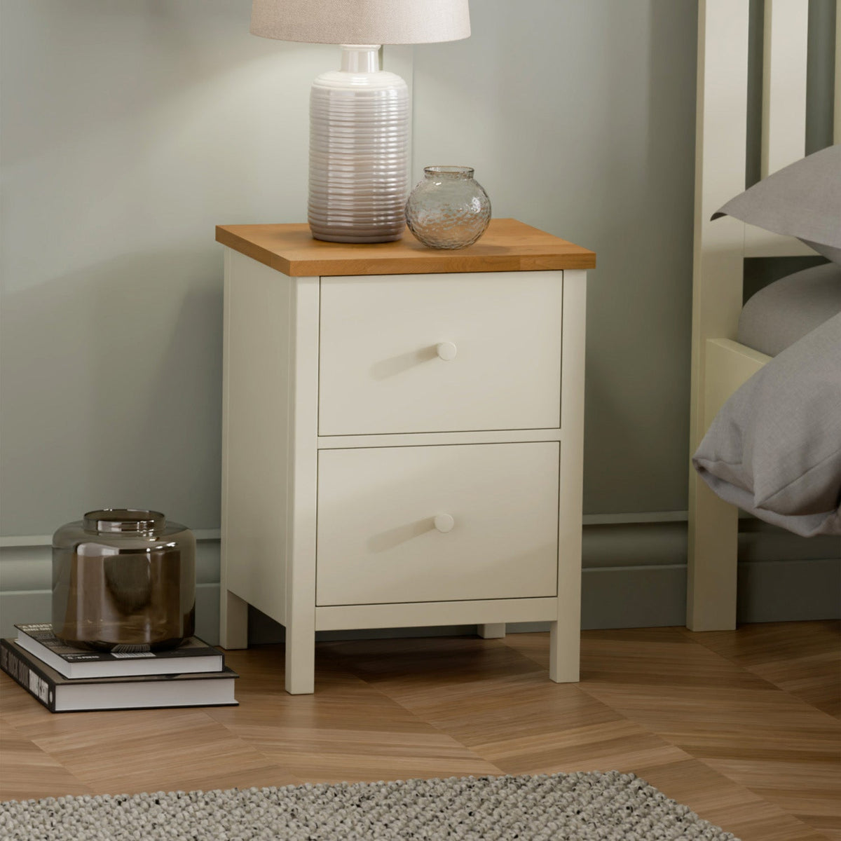 Connie 2 Drawer Chest Ivory and Oak