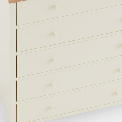 Connie 5 Drawer Wide Chest Ivory and Oak