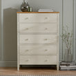 Connie 5 Drawer Wide Chest Ivory and Oak