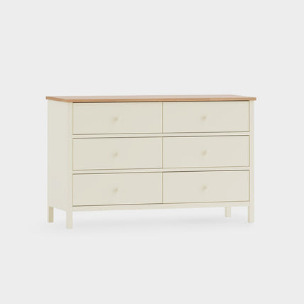 Connie 6 Drawer Chest Ivory and Oak