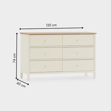 Connie 6 Drawer Chest Ivory and Oak