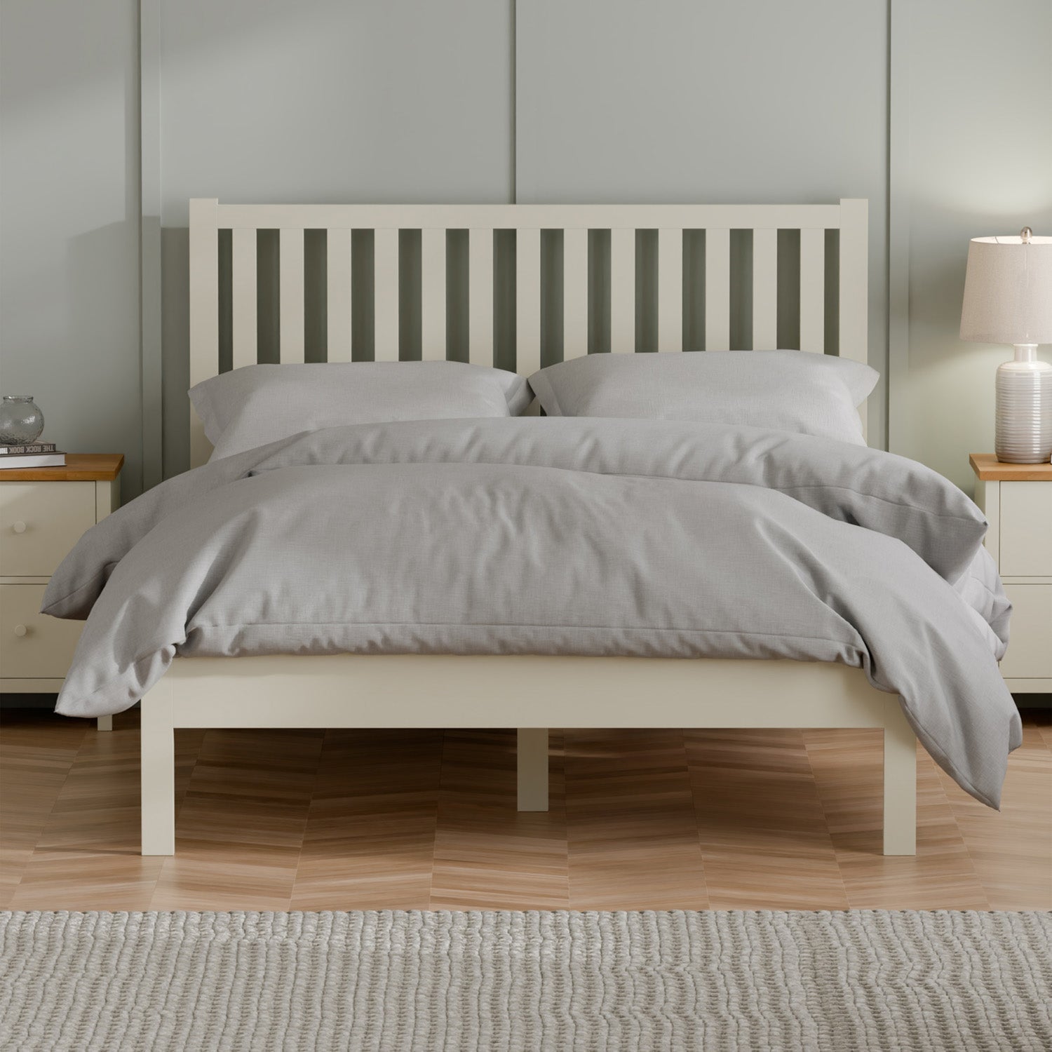 Connie Bed Frame Kingsize Ivory and Oak