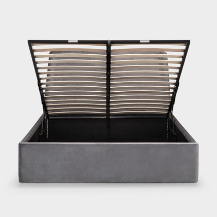 Fern Bed Frame Double Grey Ottoman Storage