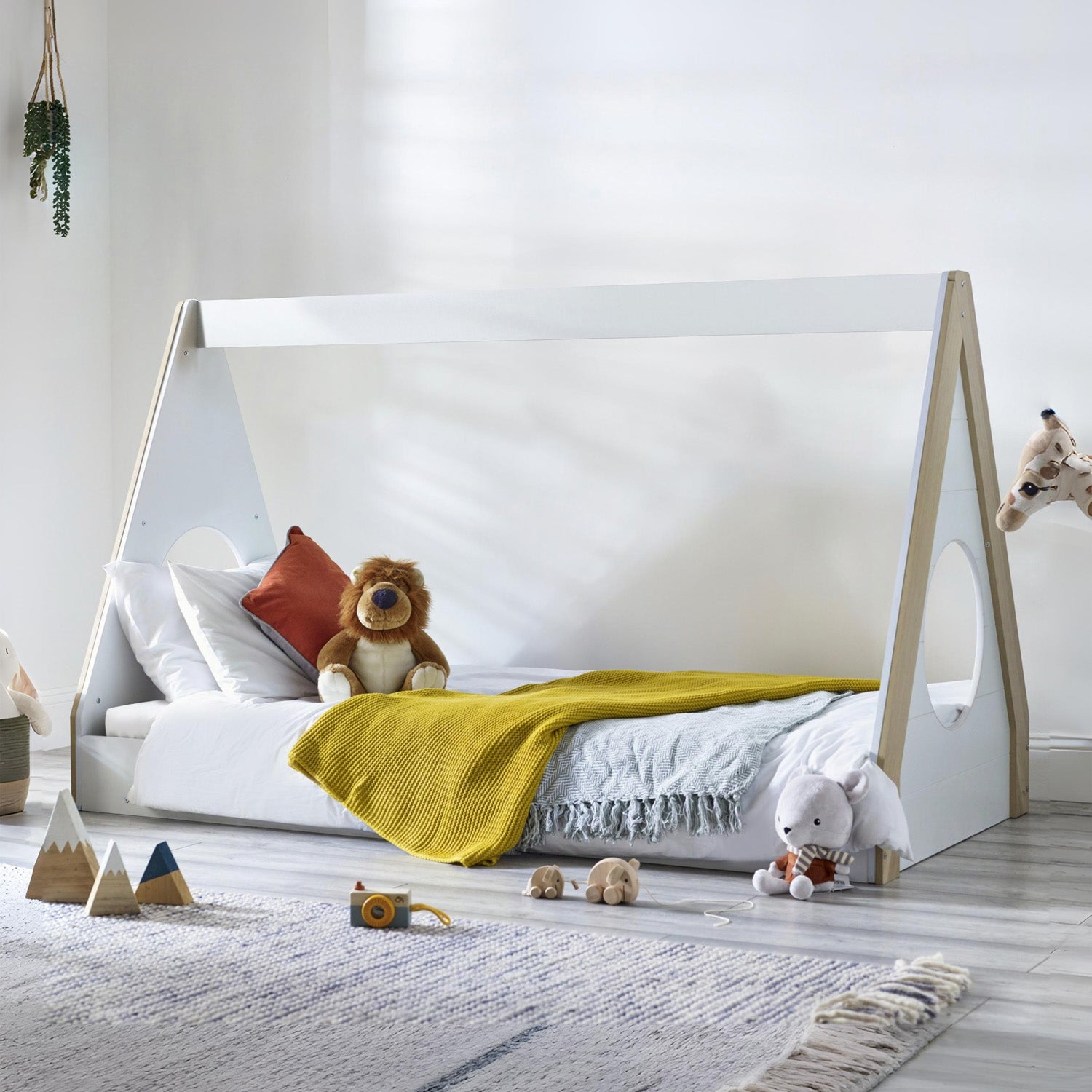 Festival Tent Bed Pale Wood & White