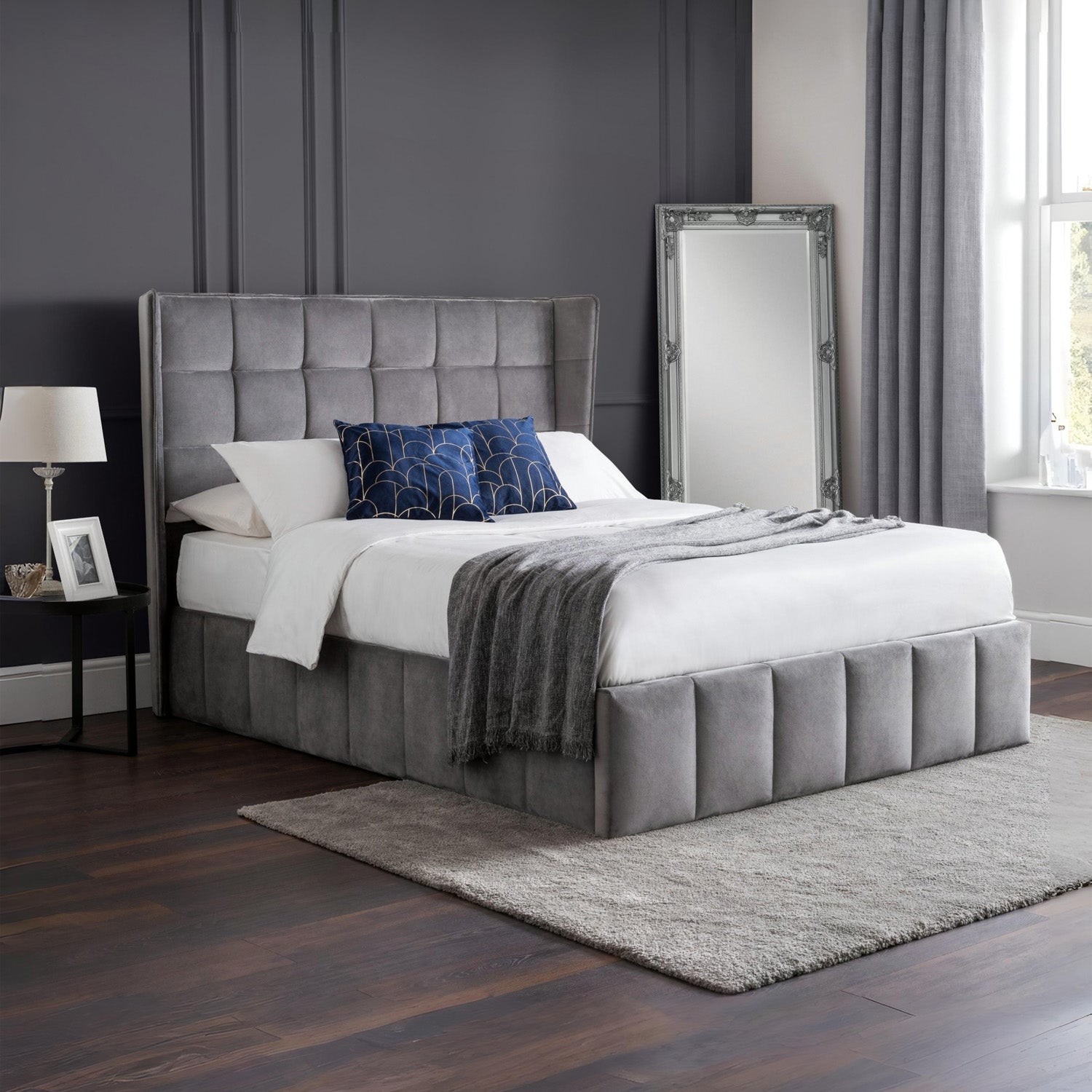 Gila Bed Frame Double Light Grey Ottoman Storage