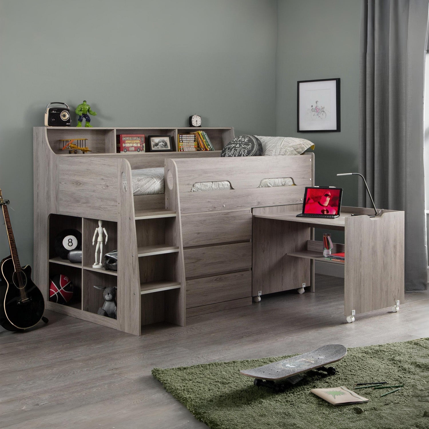 Jupiter Midsleeper Bed Grey Oak