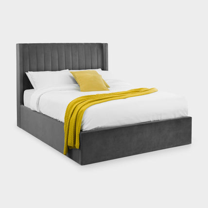 Lark Bed Frame Double Grey Ottoman Storage