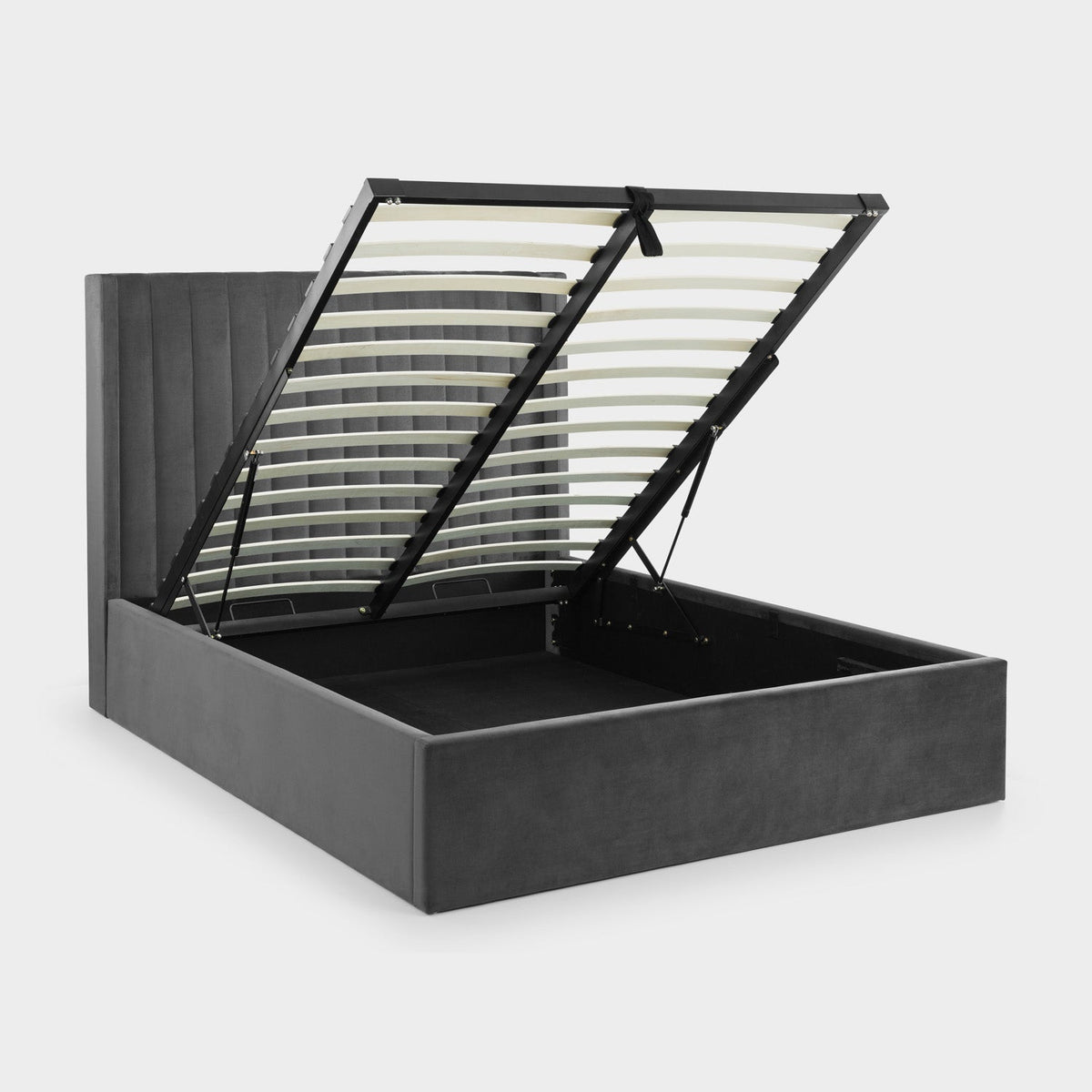 Lark Bed Frame Double Grey Ottoman Storage