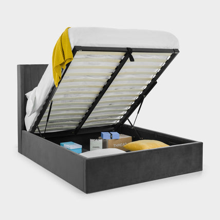 Lark Bed Frame Superking Grey Ottoman Storage