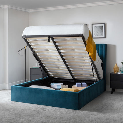 Lark Bed Frame Superking Teal Ottoman Storage