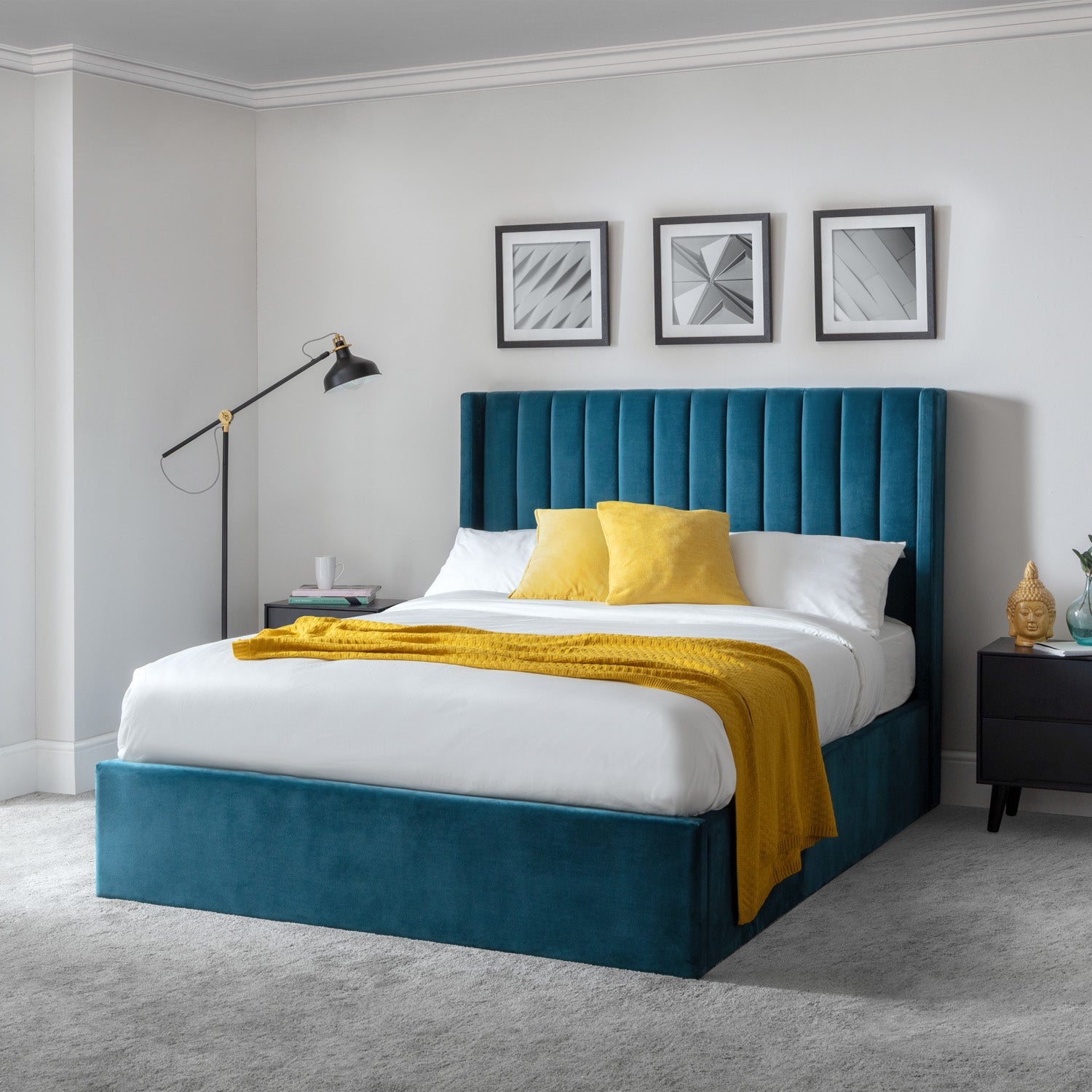 Lark Bed Frame Superking Teal Ottoman Storage