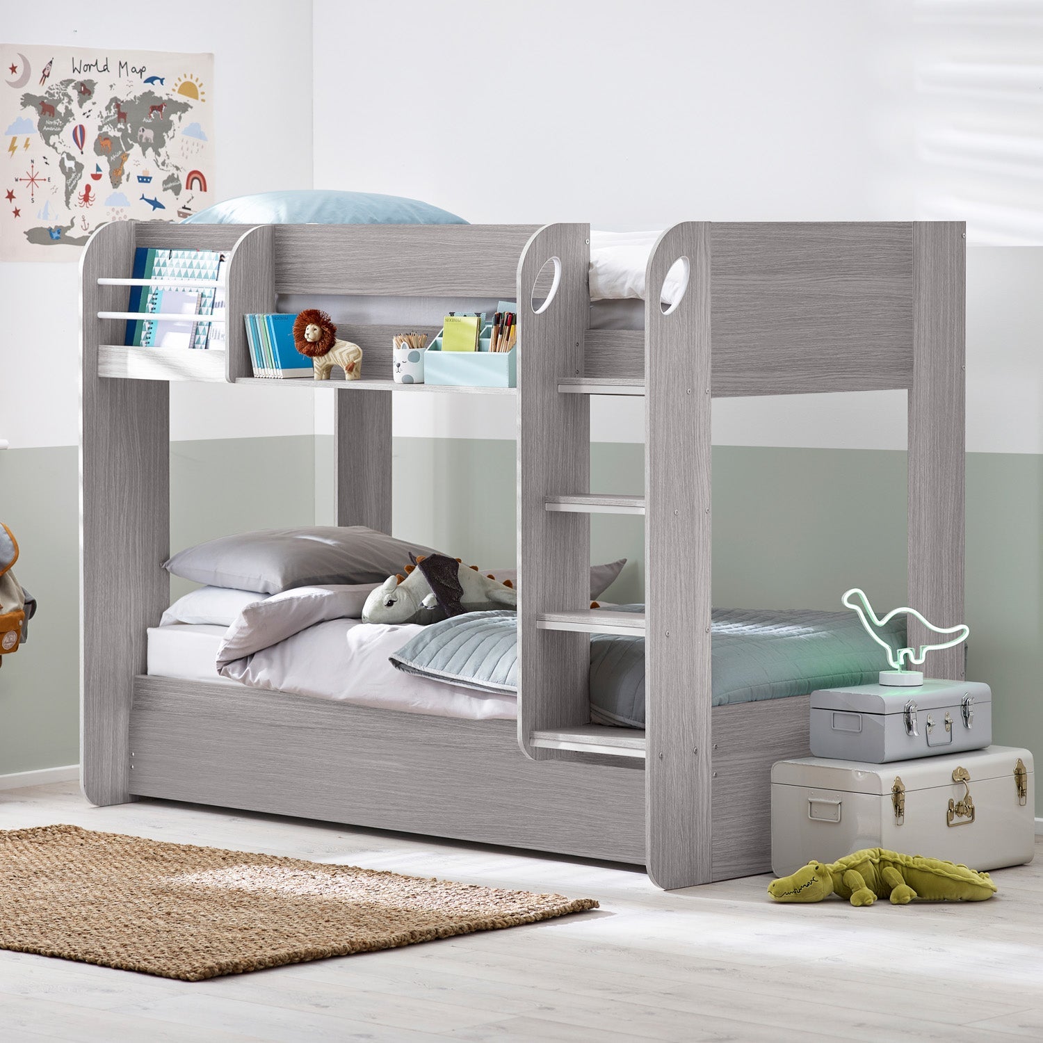 Mana Bunk And Underbed Bed Grey Oak