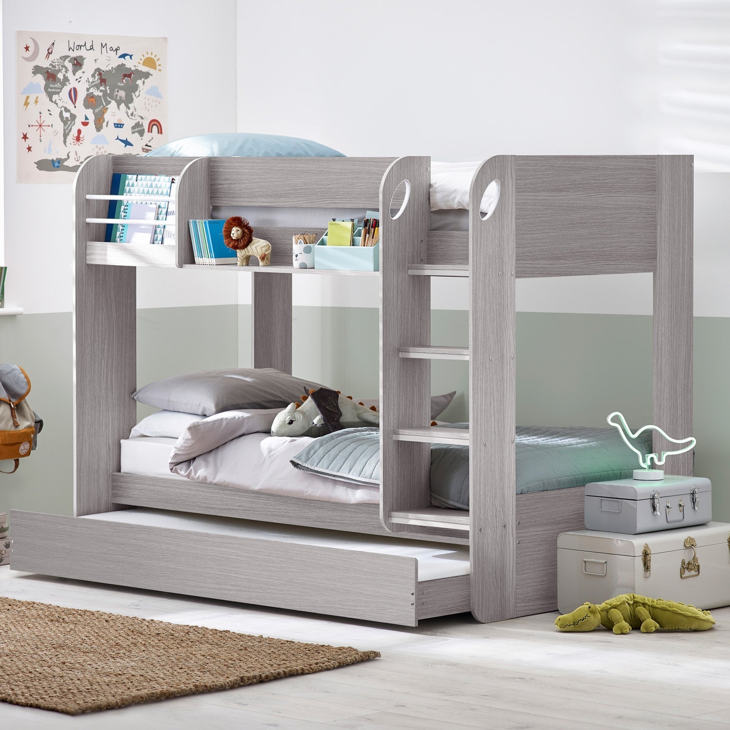 Mana Bunk And Underbed Bed Grey Oak
