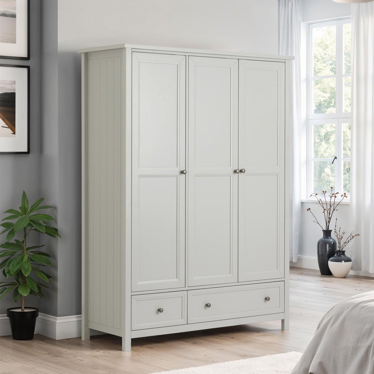 Marisol 3 Door Combination Wardrobe Dove Grey