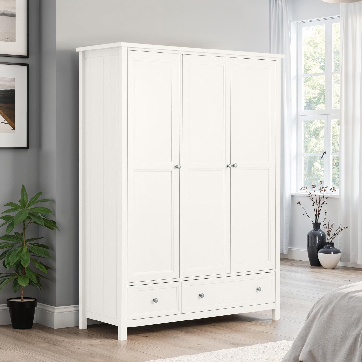Marisol 3 Door Combination Wardrobe Surf White