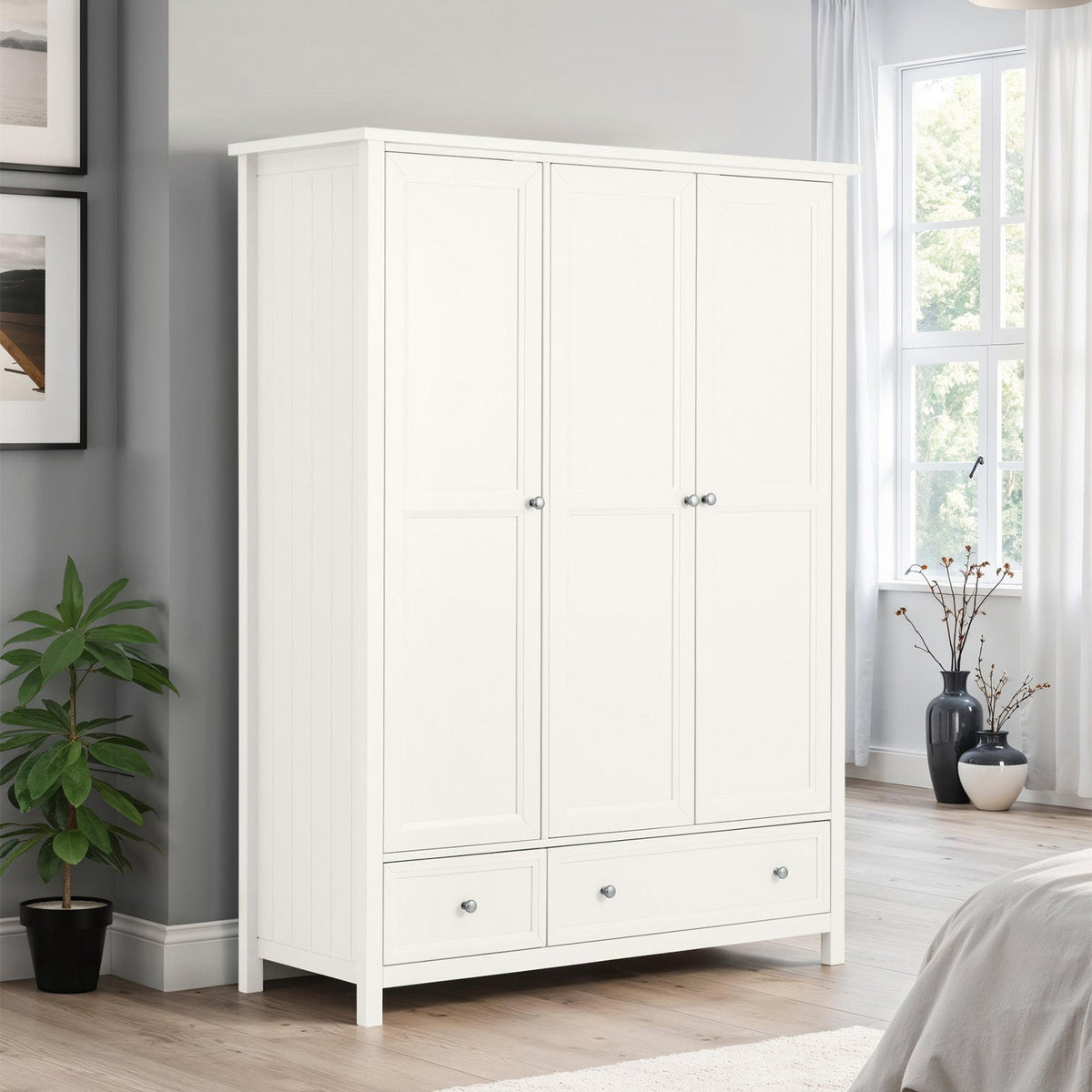 Marisol 3 Door Combination Wardrobe Surf White