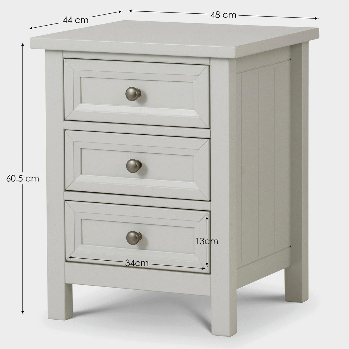 Marisol 3 Drawer Bedside Dove Grey