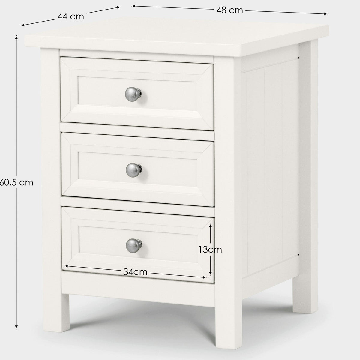 Marisol 3 Drawer Bedside Surf White