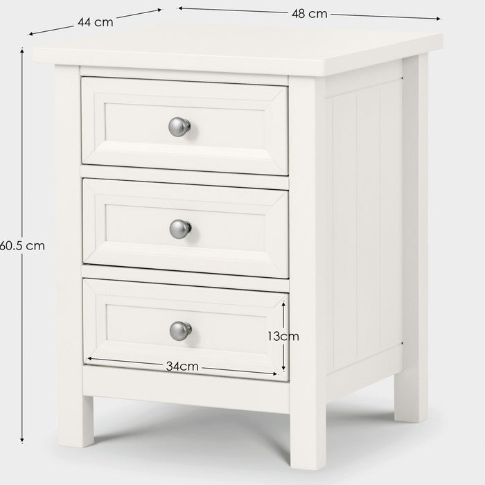 Marisol 3 Drawer Bedside Surf White