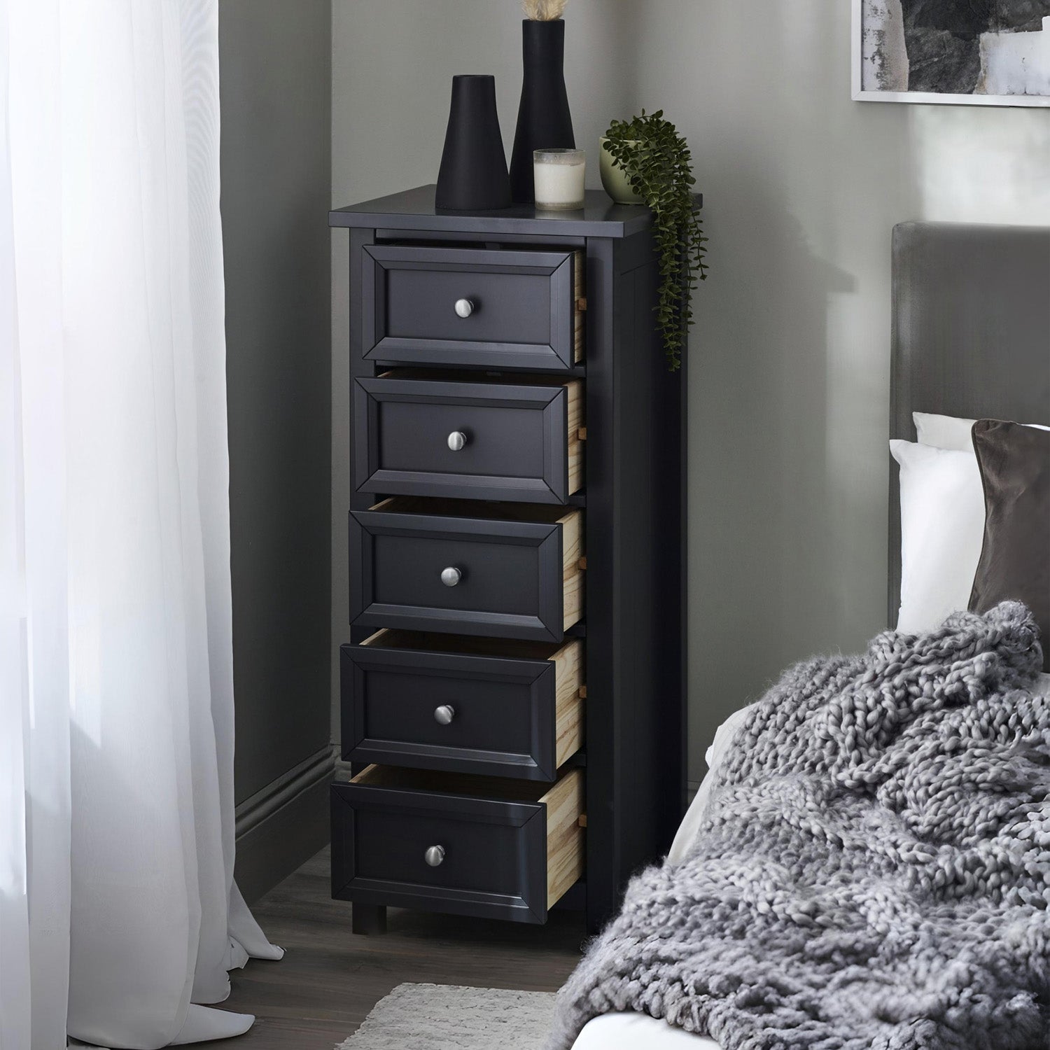 Marisol 5 Drawer Tall Chest Anthracite