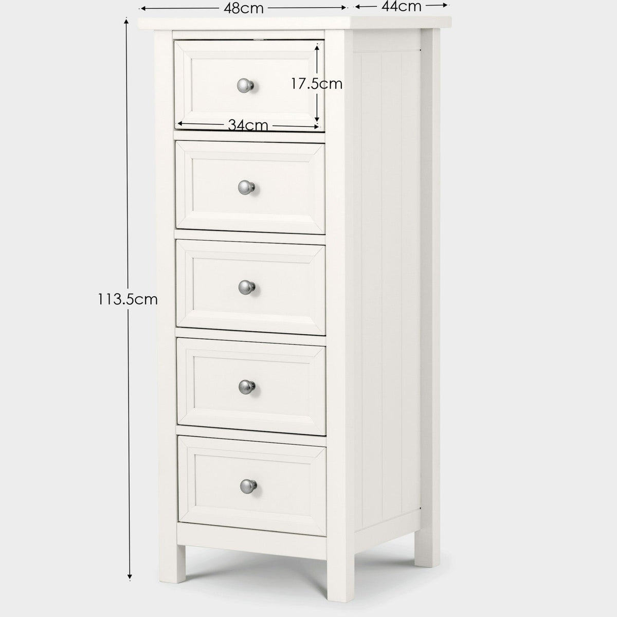Marisol 5 Drawer Tall Chest Surf White