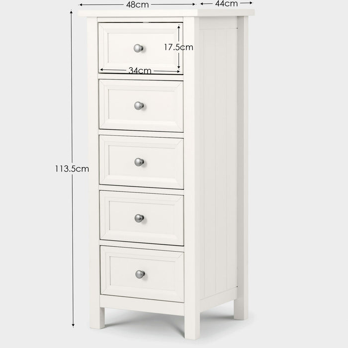 Marisol 5 Drawer Tall Chest Surf White
