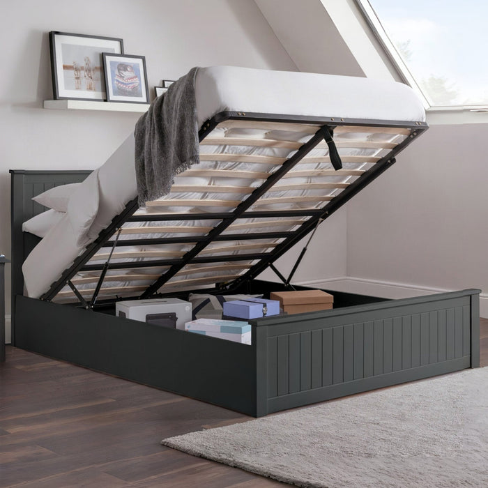 Marisol Bed Frame Double Anthracite Ottoman Storage