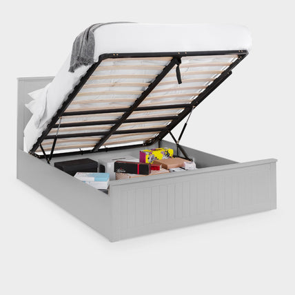 Marisol Bed Frame Double Dove Grey Ottoman Storage