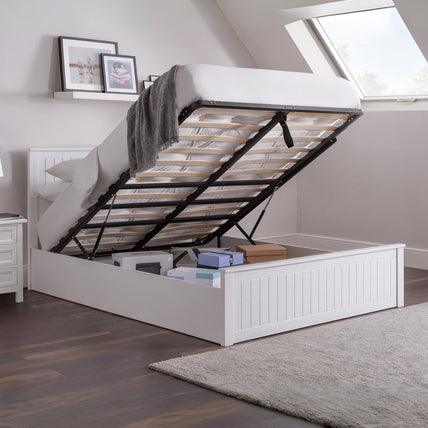Marisol Bed Frame Double Surf White Ottoman Storage