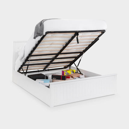 Marisol Bed Frame Double Surf White Ottoman Storage