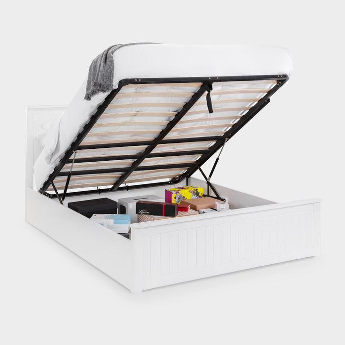 Marisol Bed Frame Kingsize Surf White Ottoman Storage
