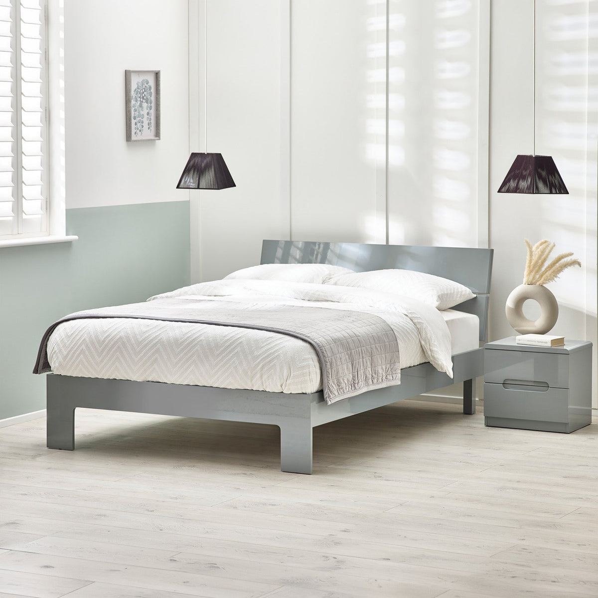 Mercer Bed Frame Kingsize Grey High Gloss