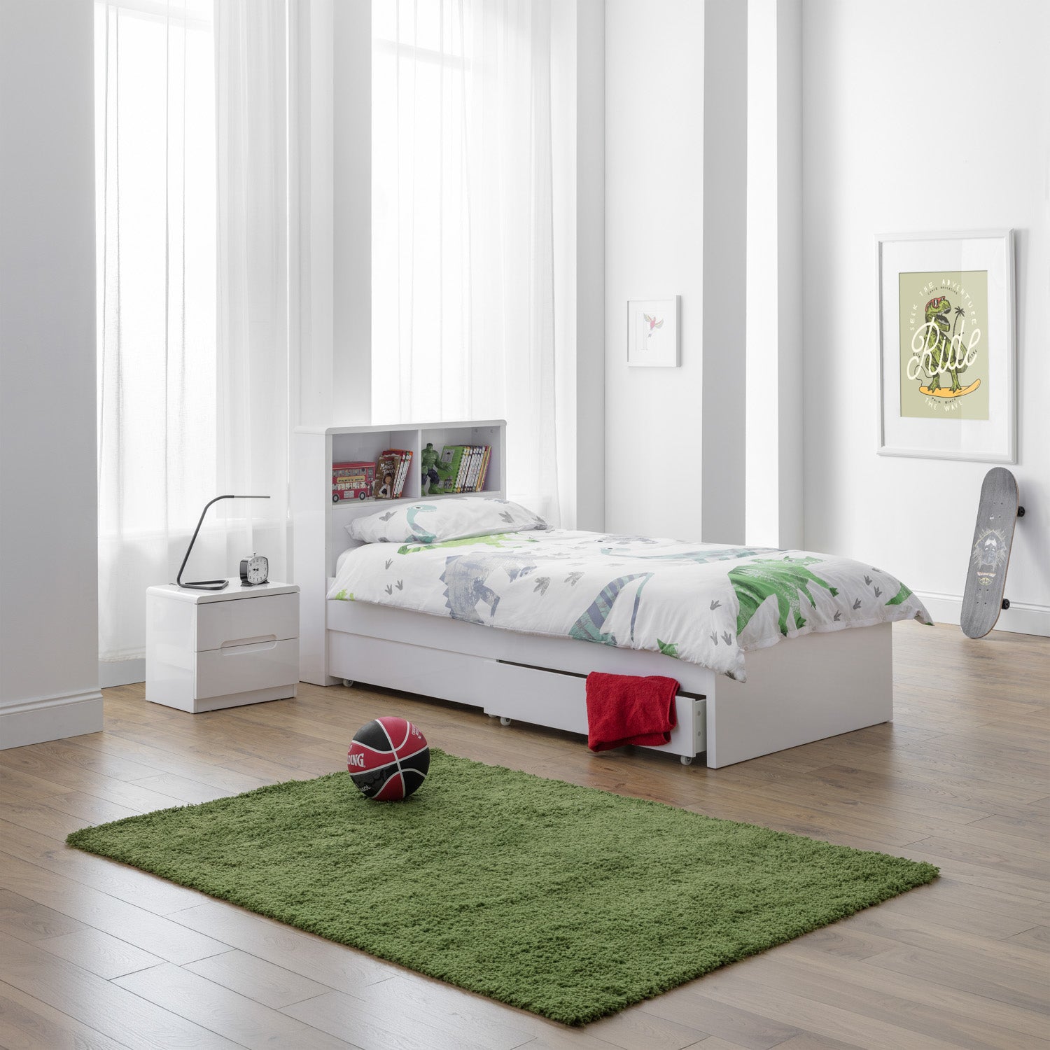 Mercer Bed Frame Single White High Gloss