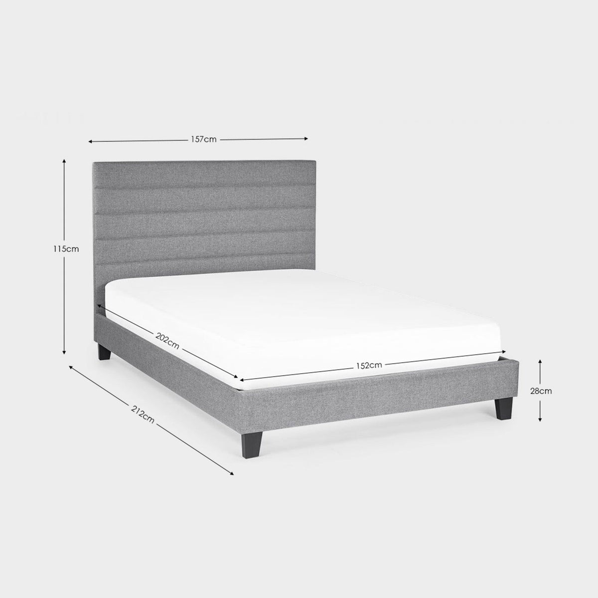 Meridian Bed Frame Double Grey