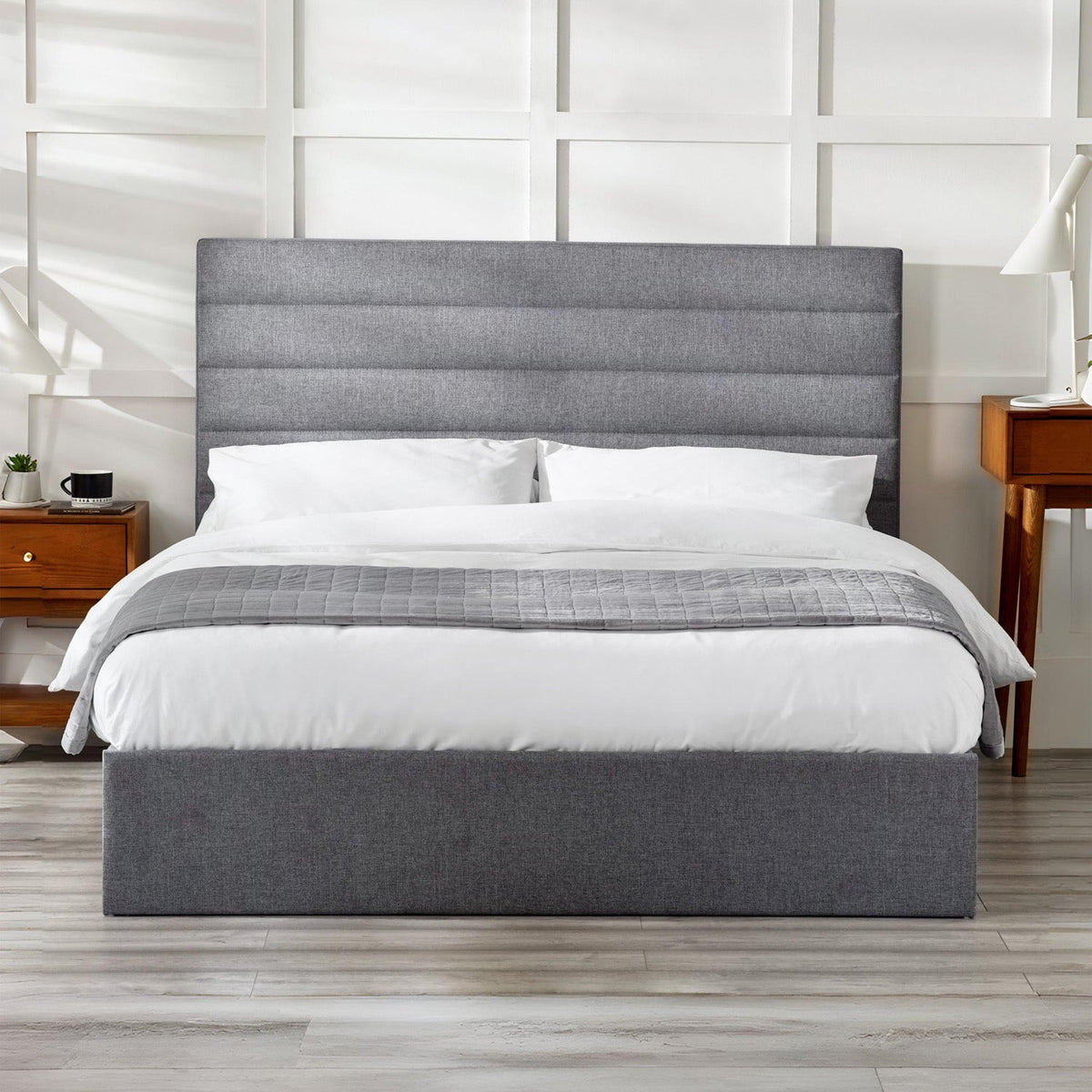 Meridian Bed Frame Double Grey Ottoman Storage