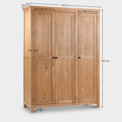 Myrtle 3 Door Wardrobe Waxed Oak