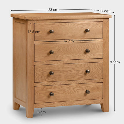 Myrtle 4 Drawer Chest Oak